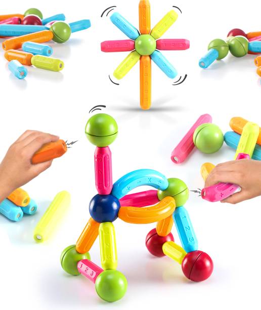 Intelliskills Magnetic Connectors with Sticks & Balls for Building&Construction Unlimited Play