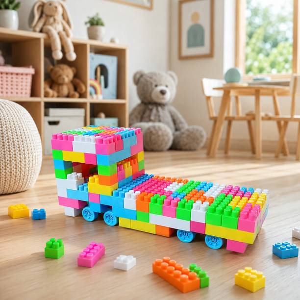 Pulsbery 200 Pieces Small Building Blocks with Wheel/Smart Activity Train Blocks For Kids