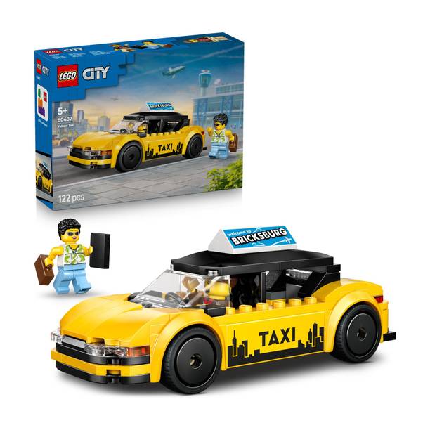 LEGO City Yellow Taxi Model Car Kit with 2 Minifigures 60487
