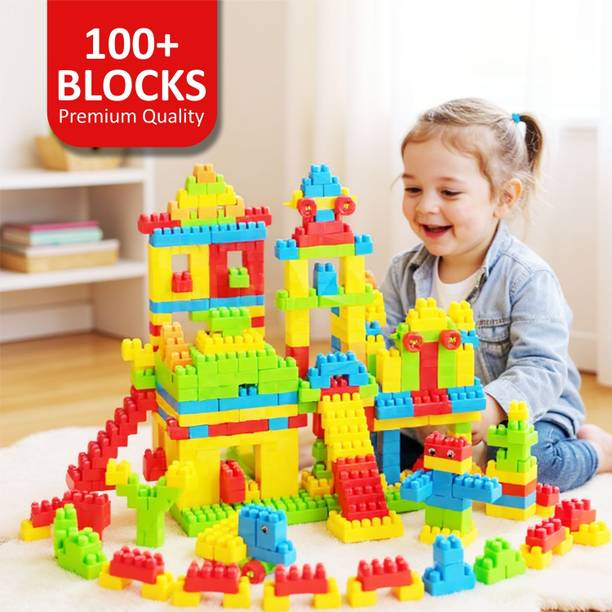 Fizzy Funs 100+ Pcs Building Block Toy for Kids Fun, Learning & Smart Activity Train Blocks