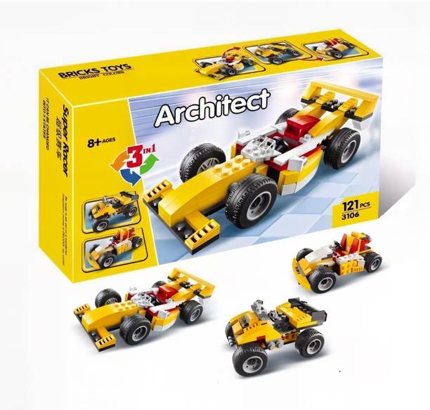 MD TOY VILLA 3in1 architect series (super racer) car blocks set 121+ pcs educational blocks