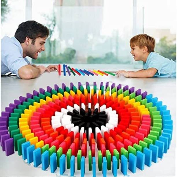 TOOBIL 60 Pcs Super Dominos Blocks, 12 Color Bulk Wooden Dominos Blocks Set