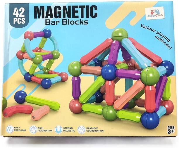 ADHYANSH ENTERPRISES Magnetic Sticks Blocks Educational Construction Learning Toy Set For Kids 42Pcs