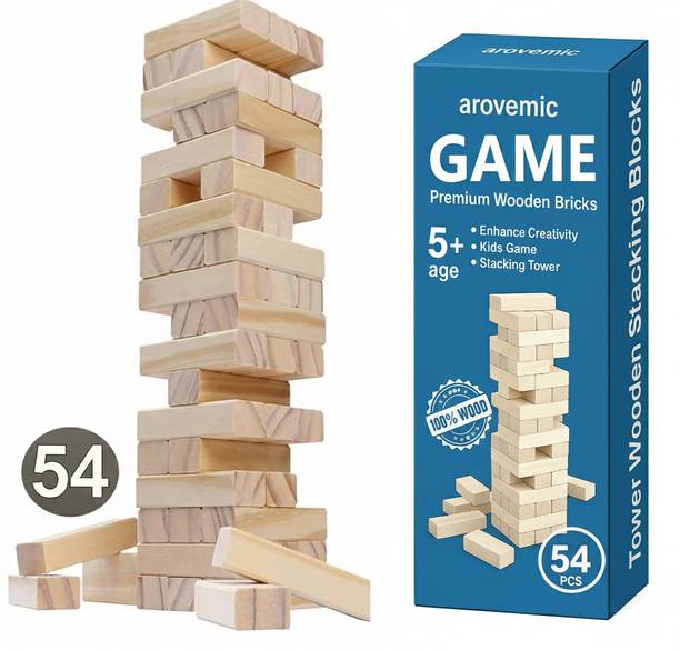 arovemic Premium Jenga Wooden Block Stacking Game - Family Fun & Skill-Building-A8