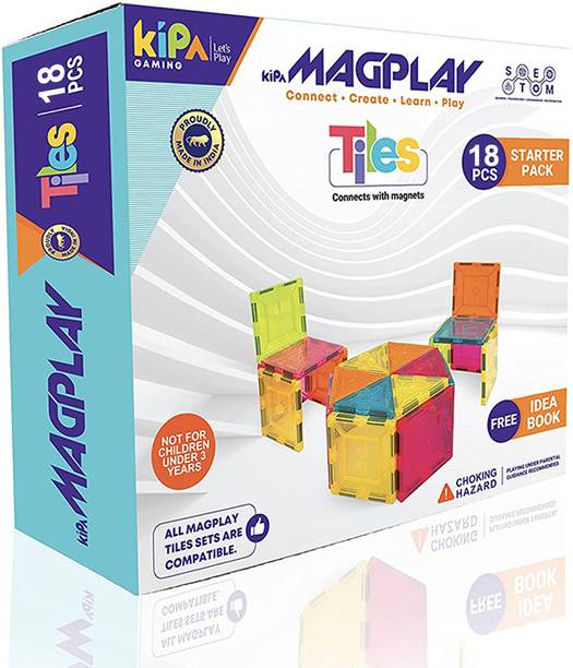 KIPA GAMING GEL TILES Magplay Classic Solid Color 18 Pcs Magnetic Tiles Starter Pack