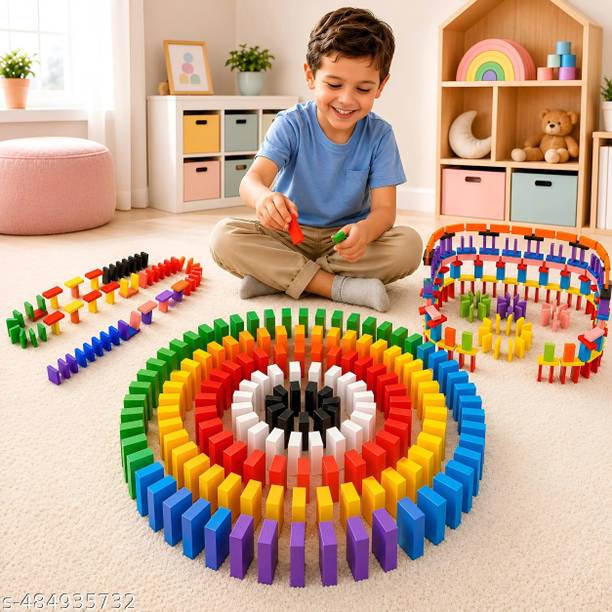 TOOBIL Colorful Wooden Domino Blocks Set 60 PCS