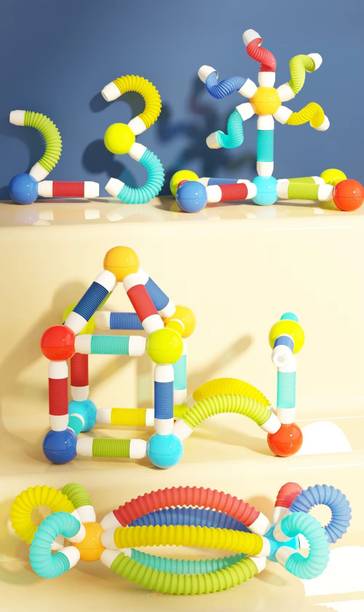 Learn With Fun Creativity Magnetic Stretchable Tube Blocks for Kids 36 Pcs