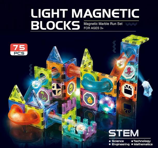ADKD Magnetic Tiles Building Blocks for Kids Marble Run Toys for Kids - 75 Piece