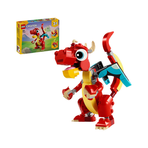 LEGO Creator 3-in-1 Red Dragon Animal Toy Set 31145 ( 149 Pieces)