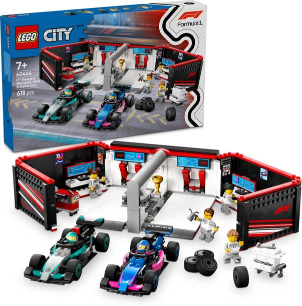 LEGO City F1 Garage & Mercedes-AMG & Alpine Cars Toy Playset 60444 (678 Blocks)