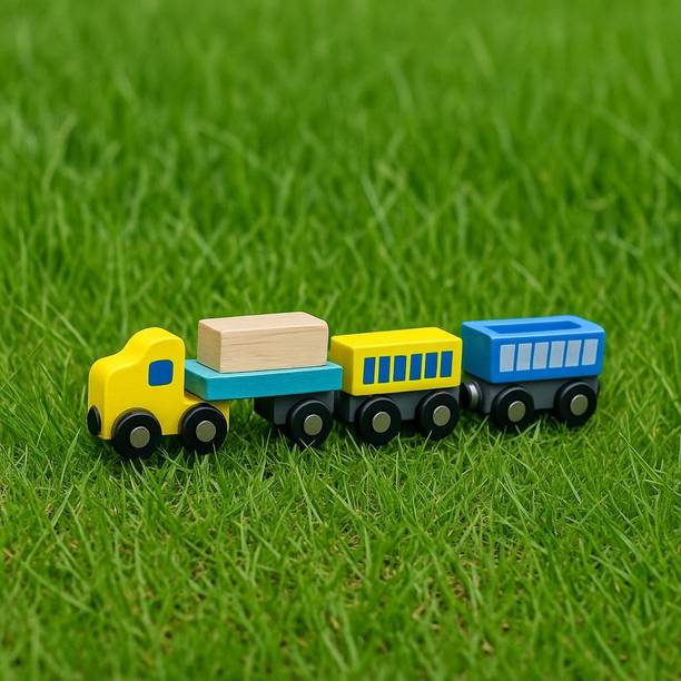 starcrafty Colorful Wooden Toy Train Set on Grass - Educational & Eco-Friendly Kids’ Toy