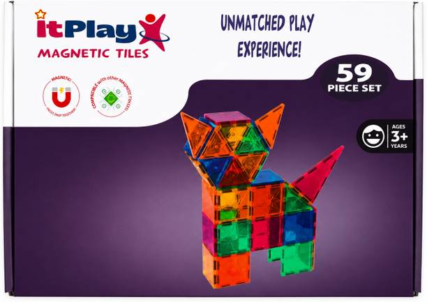 ITPLAY Magnetic Tiles Building Blocks Toy Set 59 Pieces | Toy for Kids Age 3+ Yr
