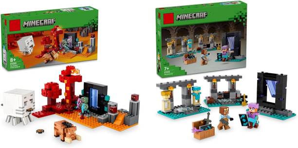 TMA ENTERPRISES Minecraft Blocks Combo Set The Nether Portal Ambush + The Armory Construction