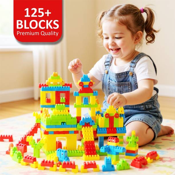 Fizzy Funs 125+ Pcs Building Block Toy for Kids Fun, Learning & Smart Activity Train Blocks