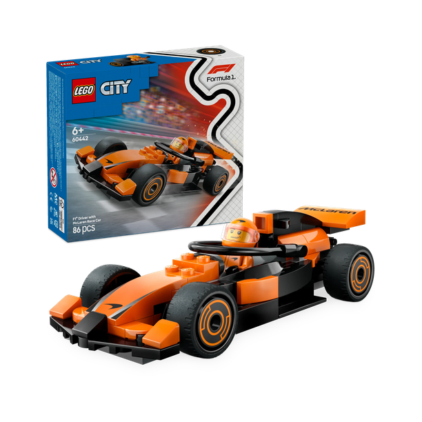 LEGO City F1 Driver with McLaren Race Car Mini Vehicle Toy Playset 60442 (86 Blocks)