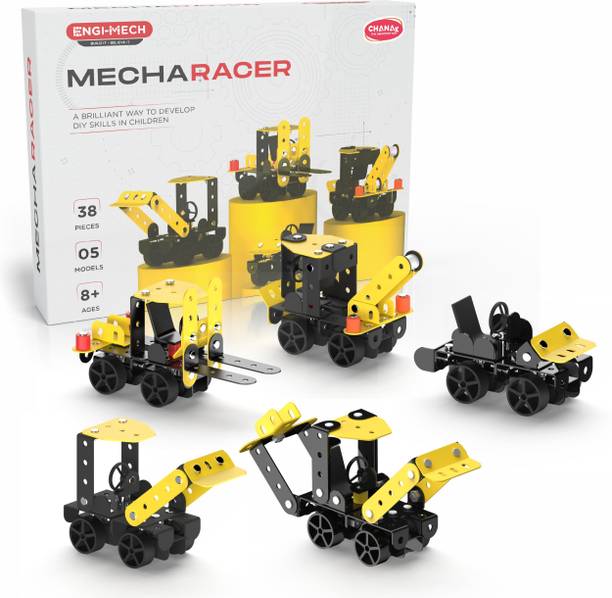CHANAK Mecharacer STEM 5 Realistic Construction Vehicles Building Kit 38 Pcs for Kids