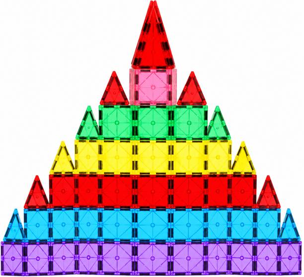 Learn With Fun 28 Pcs Magnetic Tiles Construction Building Blocks Toy for Kids 3+ Age