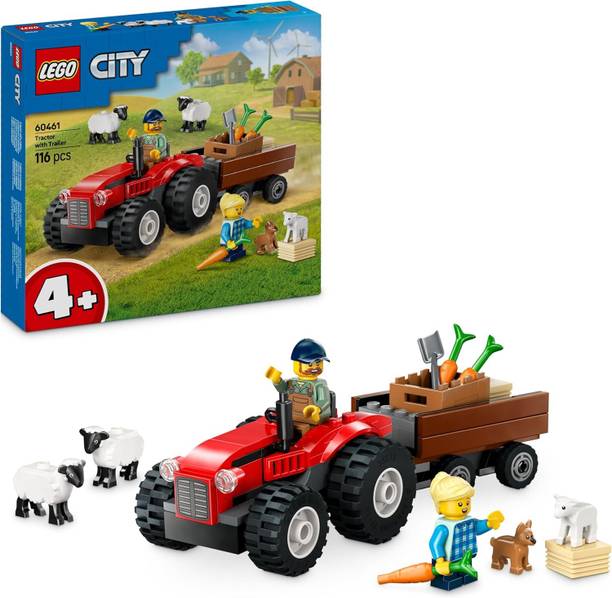 LEGO Red Farm Tractor with Trailer & Sheep 60461