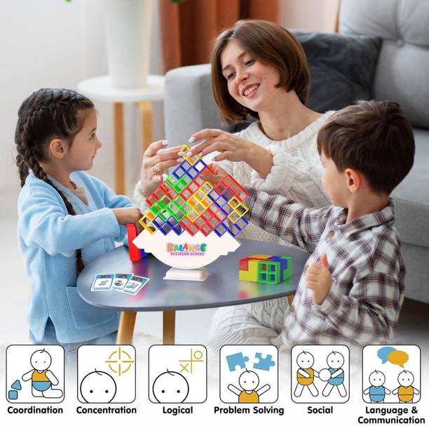 Glamour Balance Building Blocks Game 16pcs. Interactive STEM Toy for Family