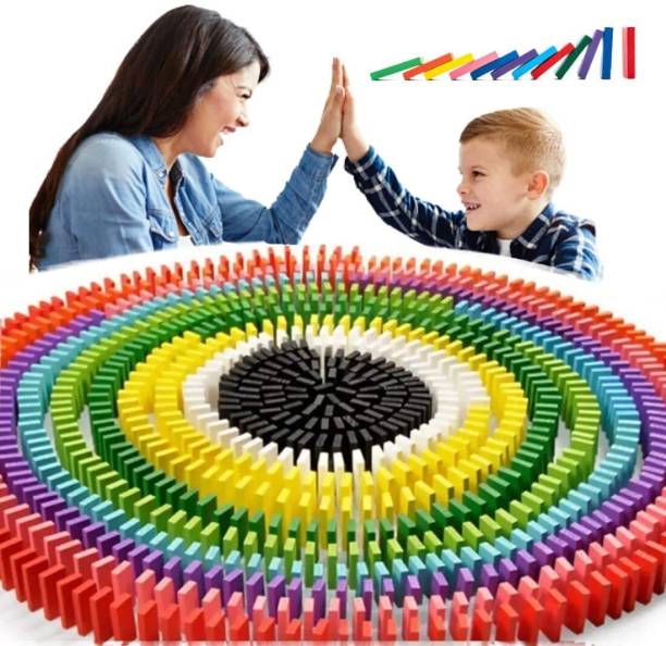 TOOBIL 120 pcs 12 Color Wooden Dominos Blocks Set for Kids