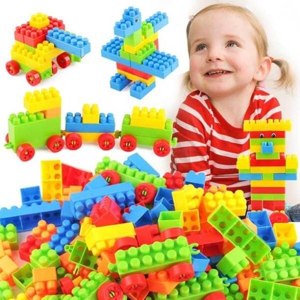 Toys N Smile 100 Pcs Building Block Toy for Kids Fun, Learning & Smart Activity Train Blocks