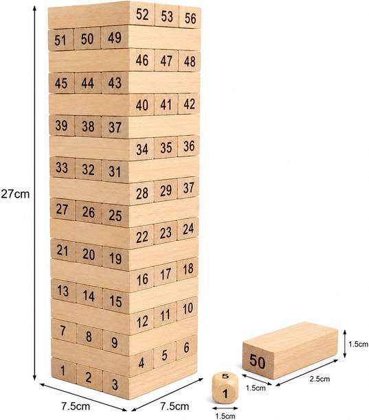 VEMA Wooden Jenga Blocks Stacking Tower Game for Kids & Adults
