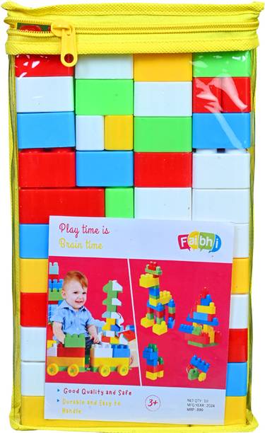 Faibhi 50 pcs MEGA Building Block Set with Zipper Pouch