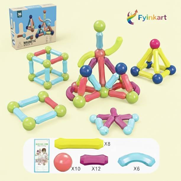 Fyinkart Magnetic Building Sticks & Balls | 36pc STEM Construction Toy | Age 3+