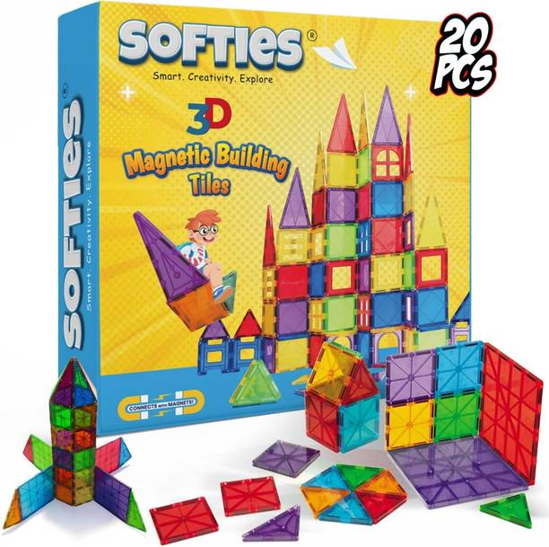 SOFTIES 20 pcs Magnetic Building Blocks for Kids Toys for 3 Year Old boy,Girl's