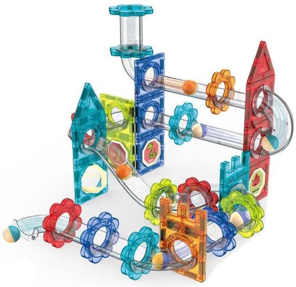 kiditos 3d magnetic tiles building blocks 74 pcs marble run stem toys