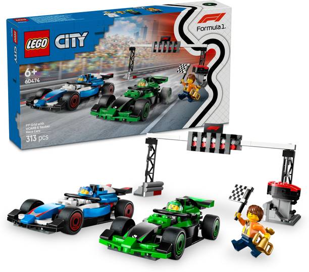 LEGO City F1 Grid with VCARB & Sauber Race Cars Toy Vehicle Set 60474 (313 Blocks)