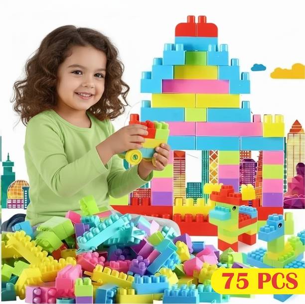 Fizzy Funs 75 Pcs Building Blocks Set - Creative Educational Construction Toy for Kids