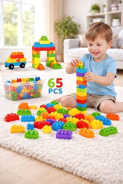 KIKIZI 65-Piece Kids Construction Building Blocks – Fun Learning Toy Set