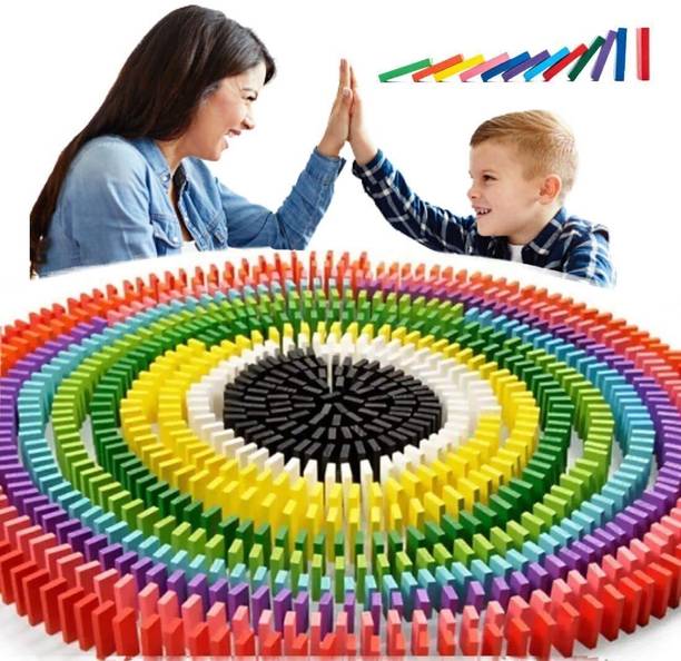 टूबिल 120 pcs 12 Color Wooden Dominos Blocks Set for Kids