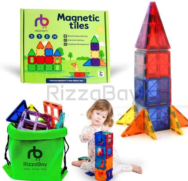 rizzabay MAGNETIC TILES FOR KIDS BUILDING BLOCKS AGE 3+