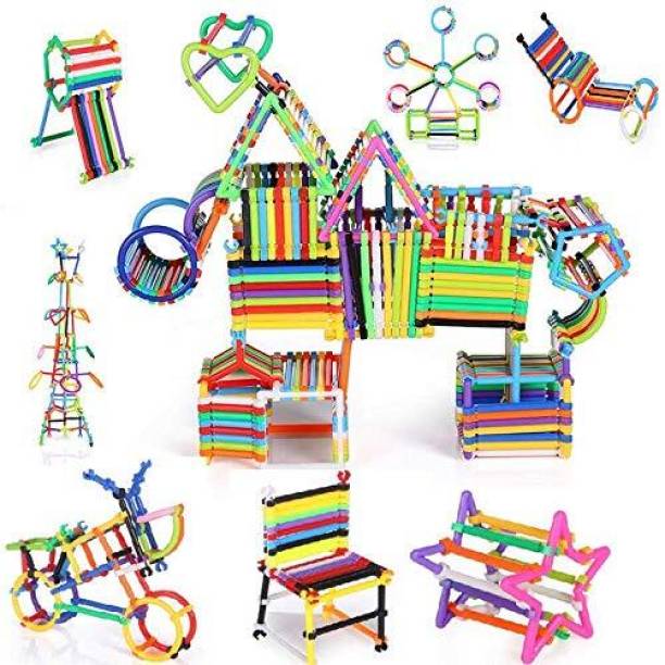 Miss & Chief 100 Smart DIY Stick Toys Assembly Colorful Straw Educational Building