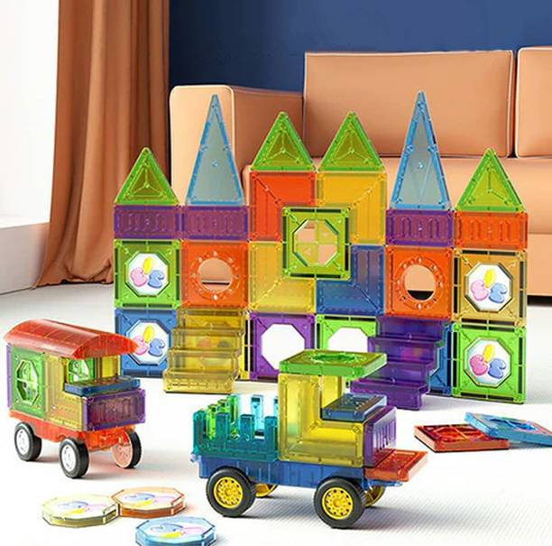 KIDOLOGY DIY Colorful Magnetic STEM Building Tiles 73 Pcs Educational Toys for Kids