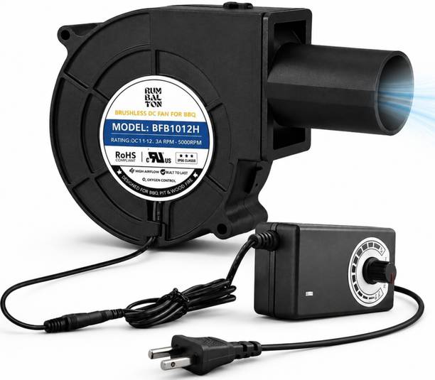 Rumbalton 5500RPM DC 12V BBQ Blower Fan Blower Kit with Adjustable Speed Controller Radial Hi-Powered Blower