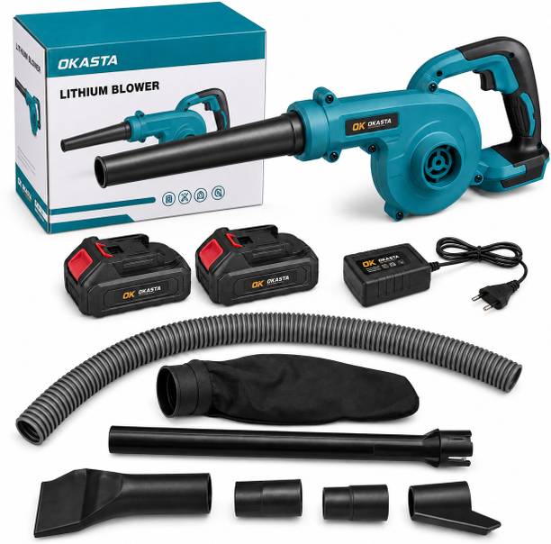 OKASTA 2 in 1 Cordless Lithium Blower & Vacuum with Batteries and charger| High Powered Forward Curved Air Blower