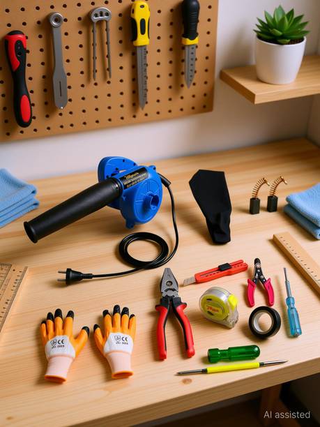 Hillgrove HGCM22M2 800W Air Blower with 7Pcs Hand Tool Kit, Carbon Brushes and Gloves Forward Curved Air Blower