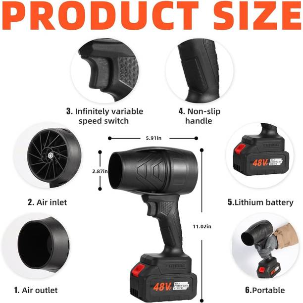MJP TRADERS Jet Blower Cordless 48Vx1 Batteries,Handheld High Powerful Air Blower (Cordless) Forward Curved Air Blower