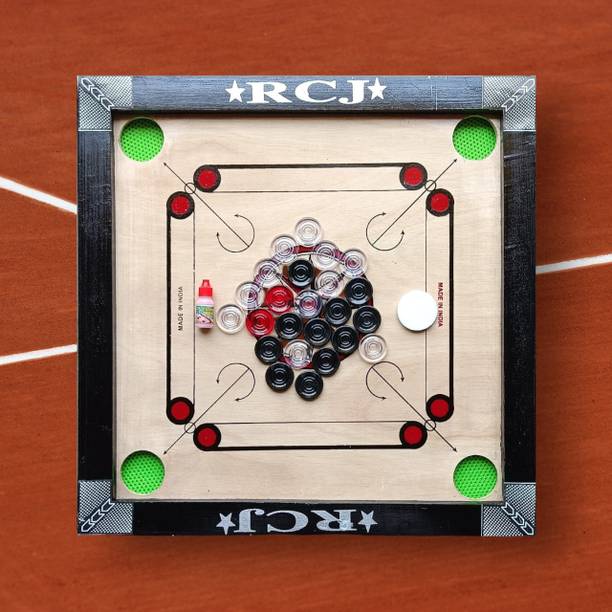 RCJ CARROM BOARD 20X20,24 PCS.CRYSTAL COIN,POWDER,STRICKER.a-19 Carrom Board Game