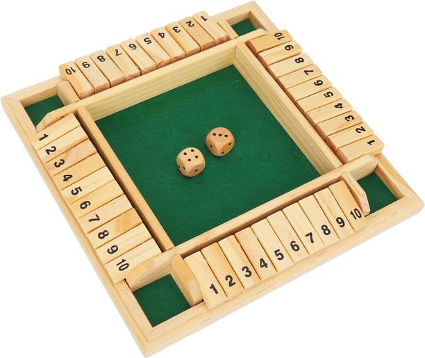 poksi Wooden Board Game, 4 Player Shut The Box Game Dice Board Game Accessories