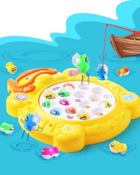 इंटेलीस्किल्स Electronic Fishing Game for Kids|Rotating Fish-Catching Toy with 15 Fish&4Sticks बोर्ड गेम