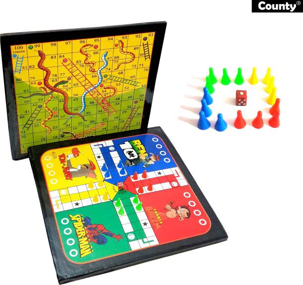 County Premium Quality Wooden Ludo with Coins Party & Fun Games Board Game