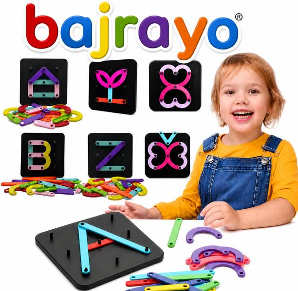 Bajrayo Alphabet, Number & Shape Construction Games for Kids Educational Board Games