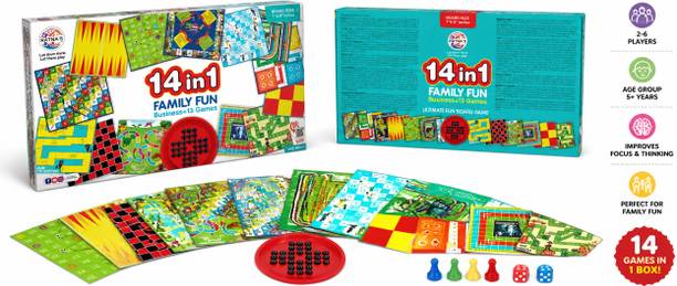 PrimeNest 14-in-1 Family Board Game Set with Business & Ludo for Kids 5+ Years Board Game Accessories