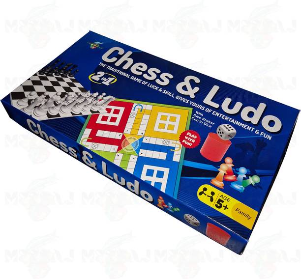 Meesaj 2 in 1 Ludo & Chess Board Game – Classic Family Strategy Combo Set Party & Fun Board Game