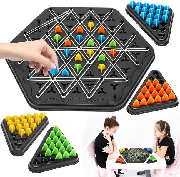 SANCORP Family Strategy Game with Bright Pegs – Hexagon Chinese Checkers Board Board Game Accessories