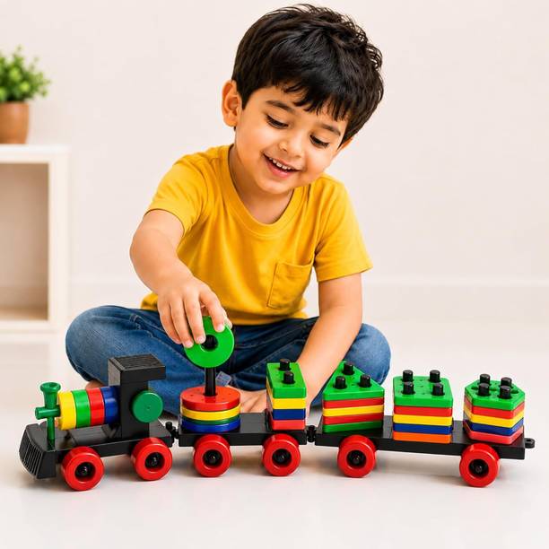 VIORIN Geometric Shape Stacking Train Toy for Kids